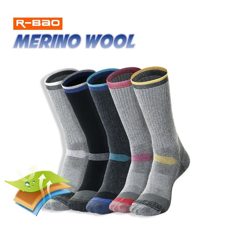 2 paires de chaussettes thermiques en laine mérinos pour hommes et femmes R-bao - Wool hiking series