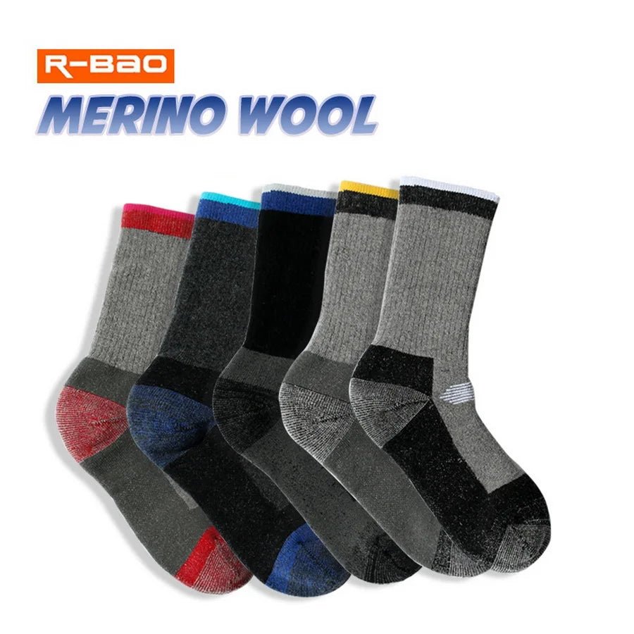 2 paires de chaussettes thermiques en laine mérinos pour hommes et femmes R-bao - Wool hiking series