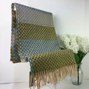 224~257 - Weave Style Scarf - Khaki & Blue