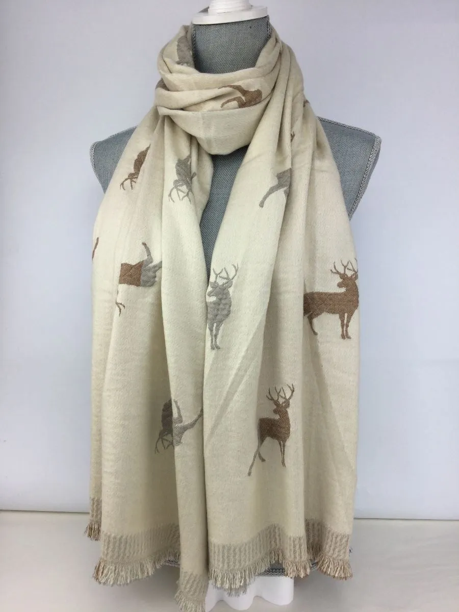 235- Stag Scarf - Beige