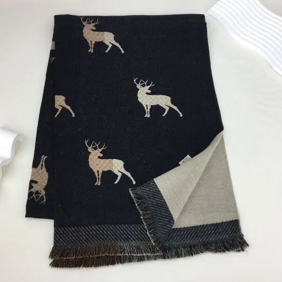 235- Stag Scarf - Black