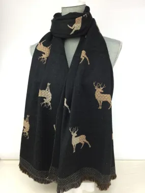 235- Stag Scarf - Black