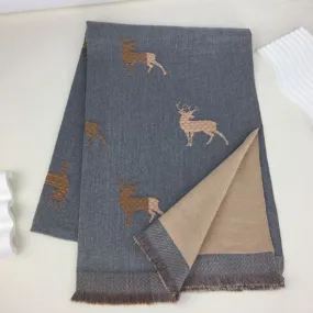 235- Stag Scarf - Grey