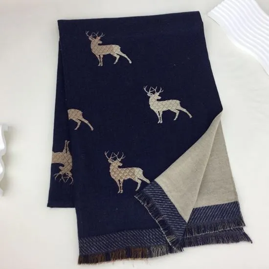 235- Stag Scarf - Navy