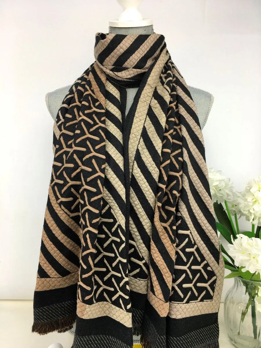 235- Stripe Scarf - Black