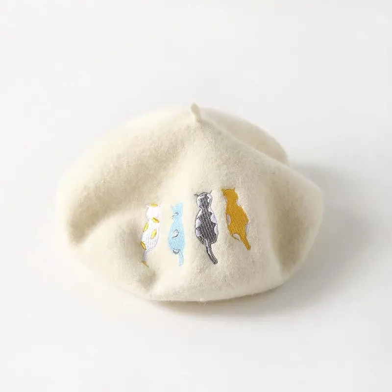 5 COLORS CUTE CAT WOOL BERET BY31002