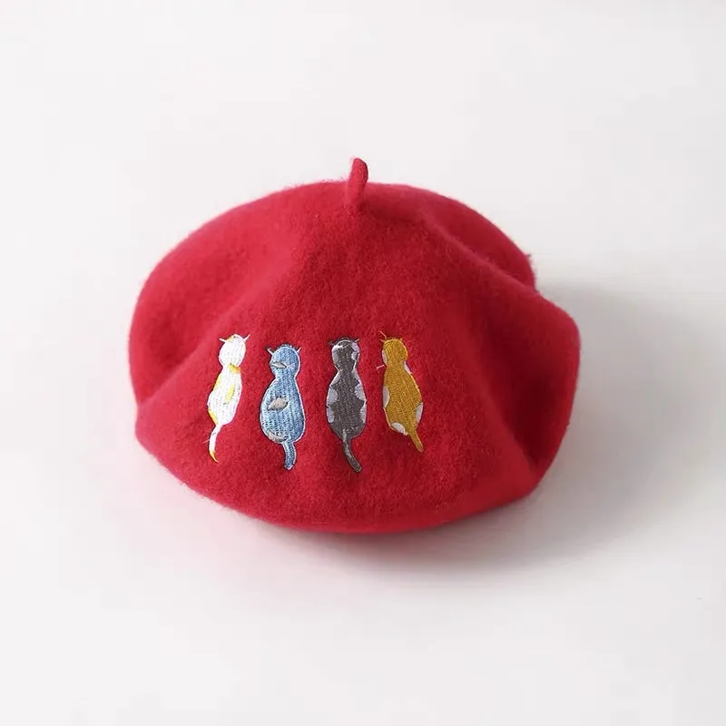 5 COLORS CUTE CAT WOOL BERET BY31002