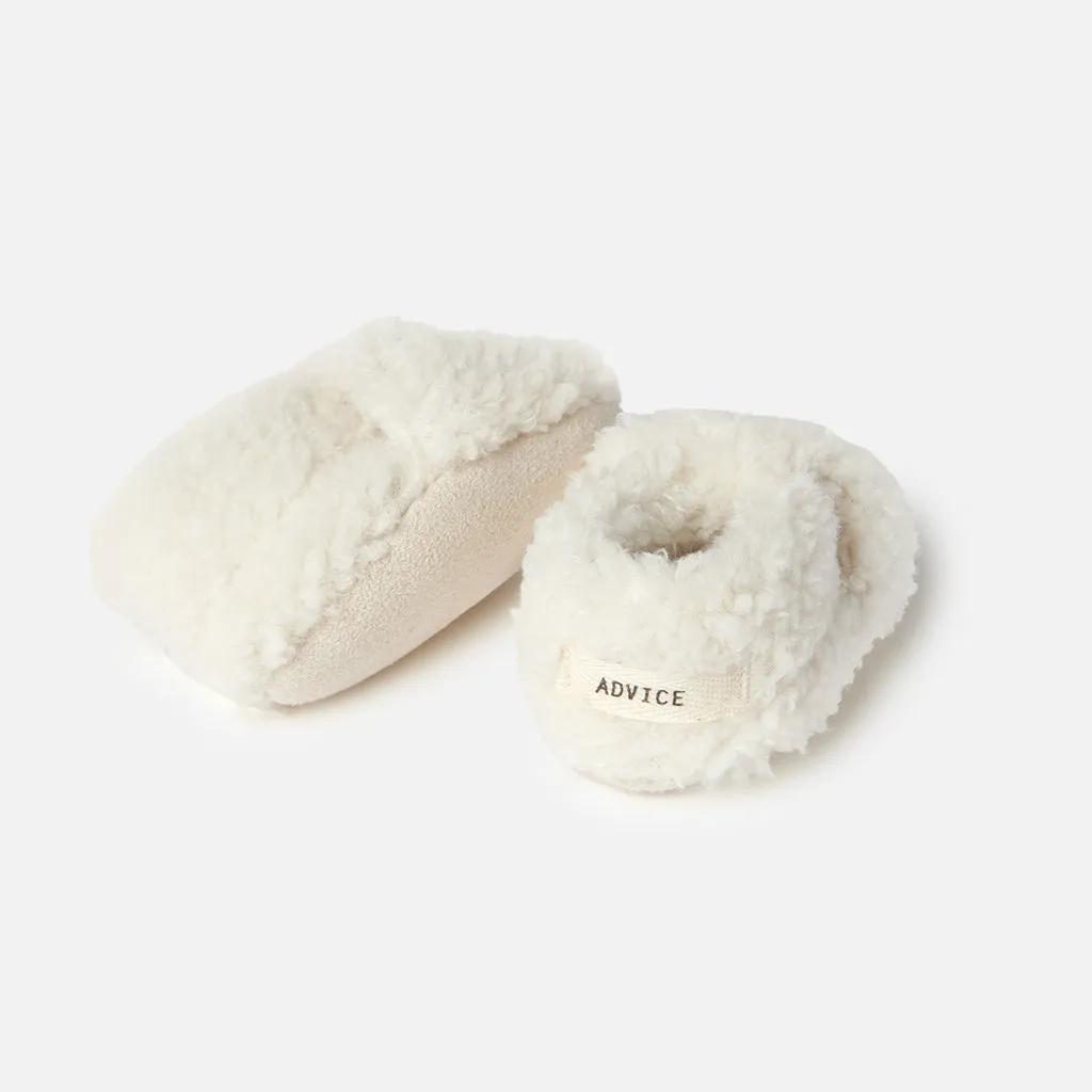 ADVICE Baby Article Two Vegan Shearling Booties Cloud White Cream