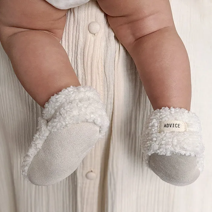 ADVICE Baby Article Two Vegan Shearling Booties Cloud White Cream