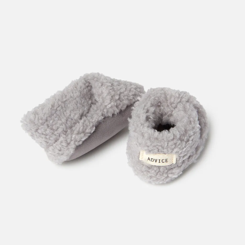 ADVICE Baby Article Two Vegan Shearling Booties Pebble Grey