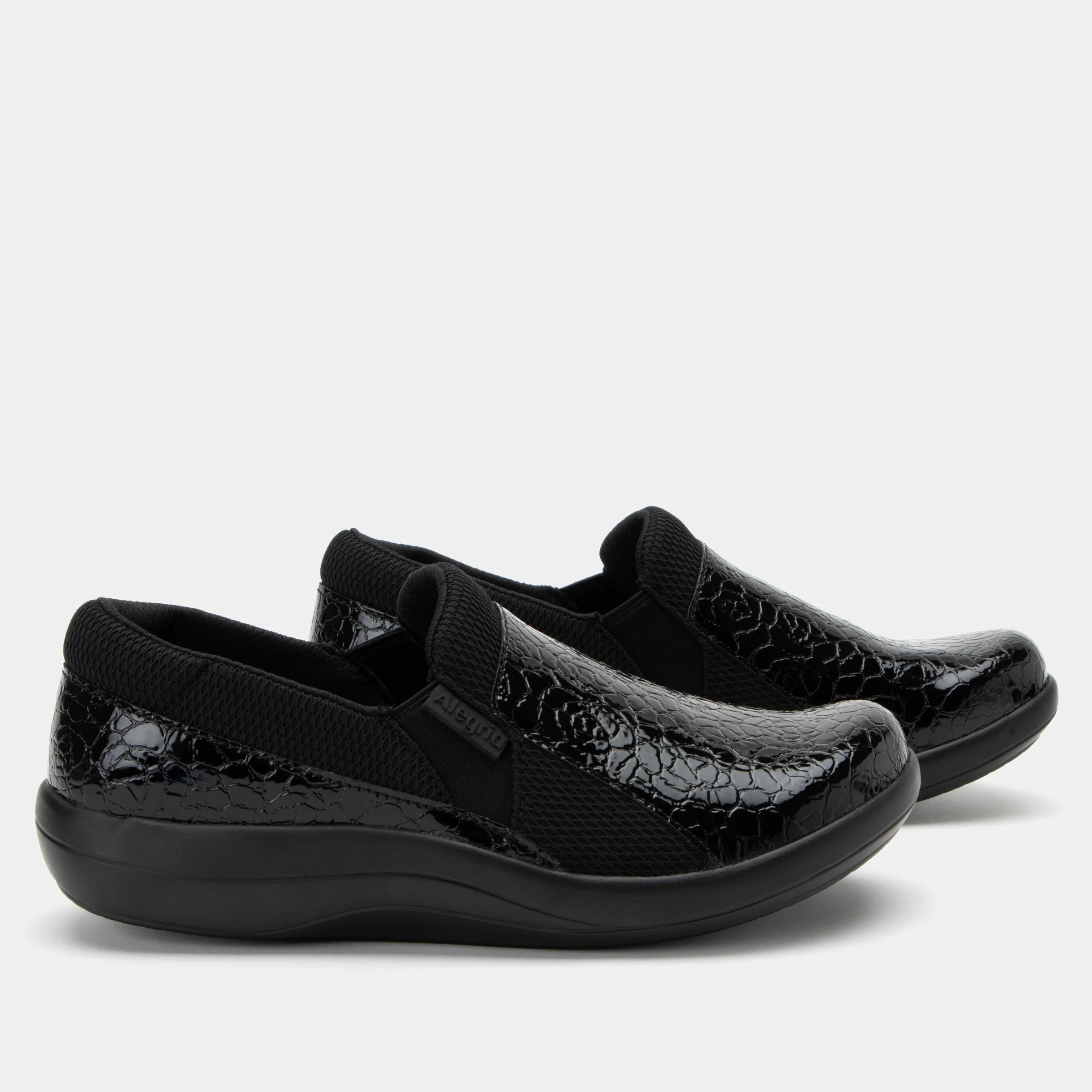 Alegria Duette Slip-On Slip Resistant Shoe- Black Flourish