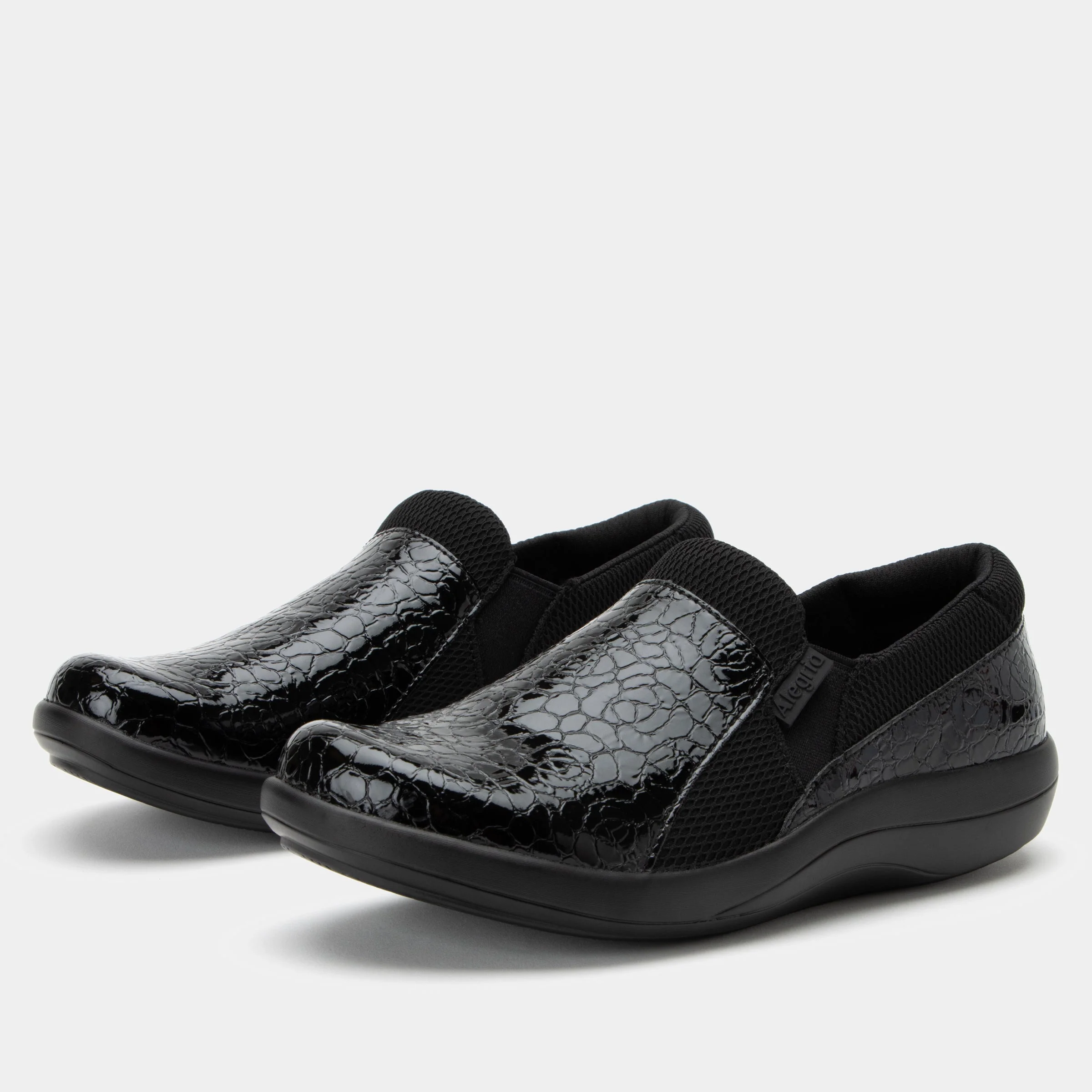 Alegria Duette Slip-On Slip Resistant Shoe- Black Flourish