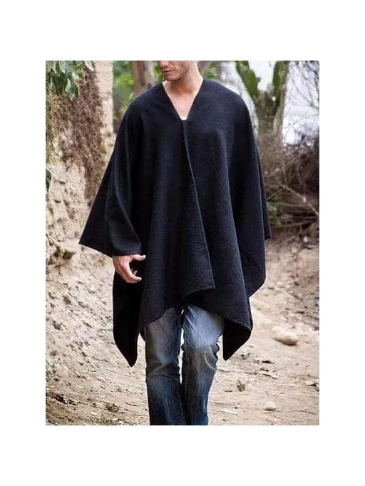 Alpaca Blend Poncho- Black