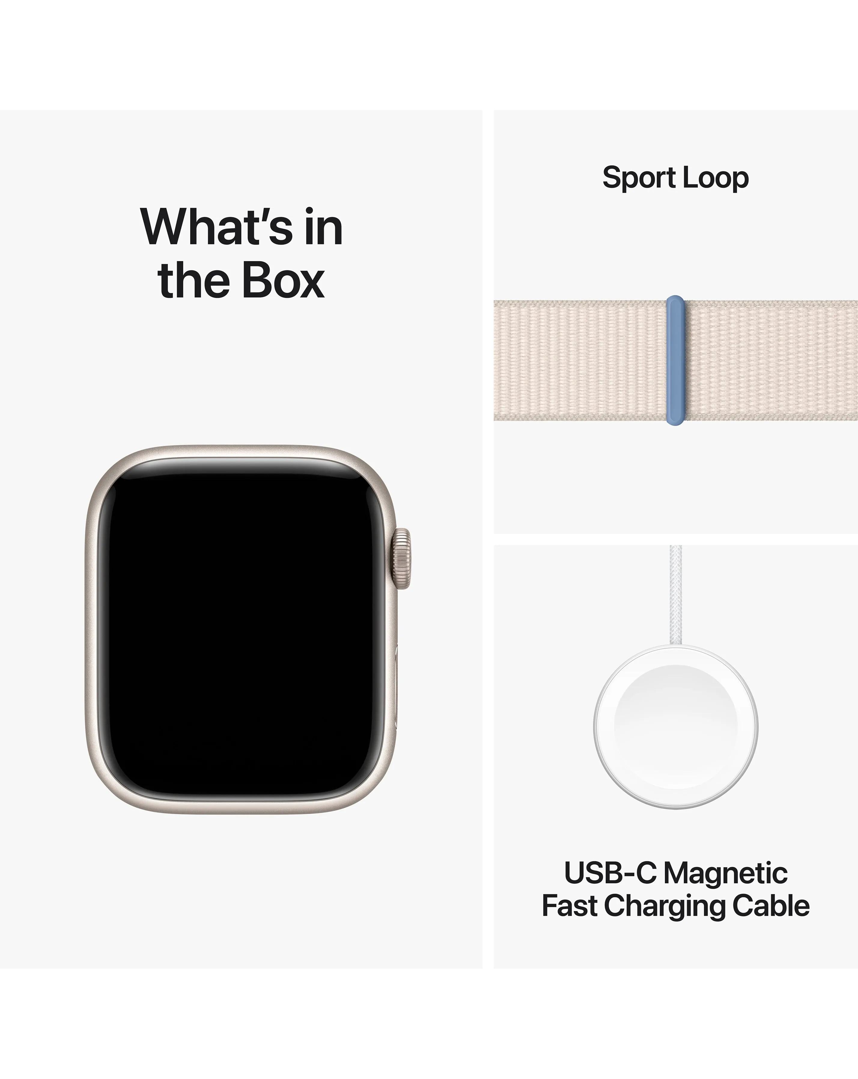 Apple Watch Series 9 Cellular 45mm Starlight Aluminium Case, Sport Loop | Simply Be