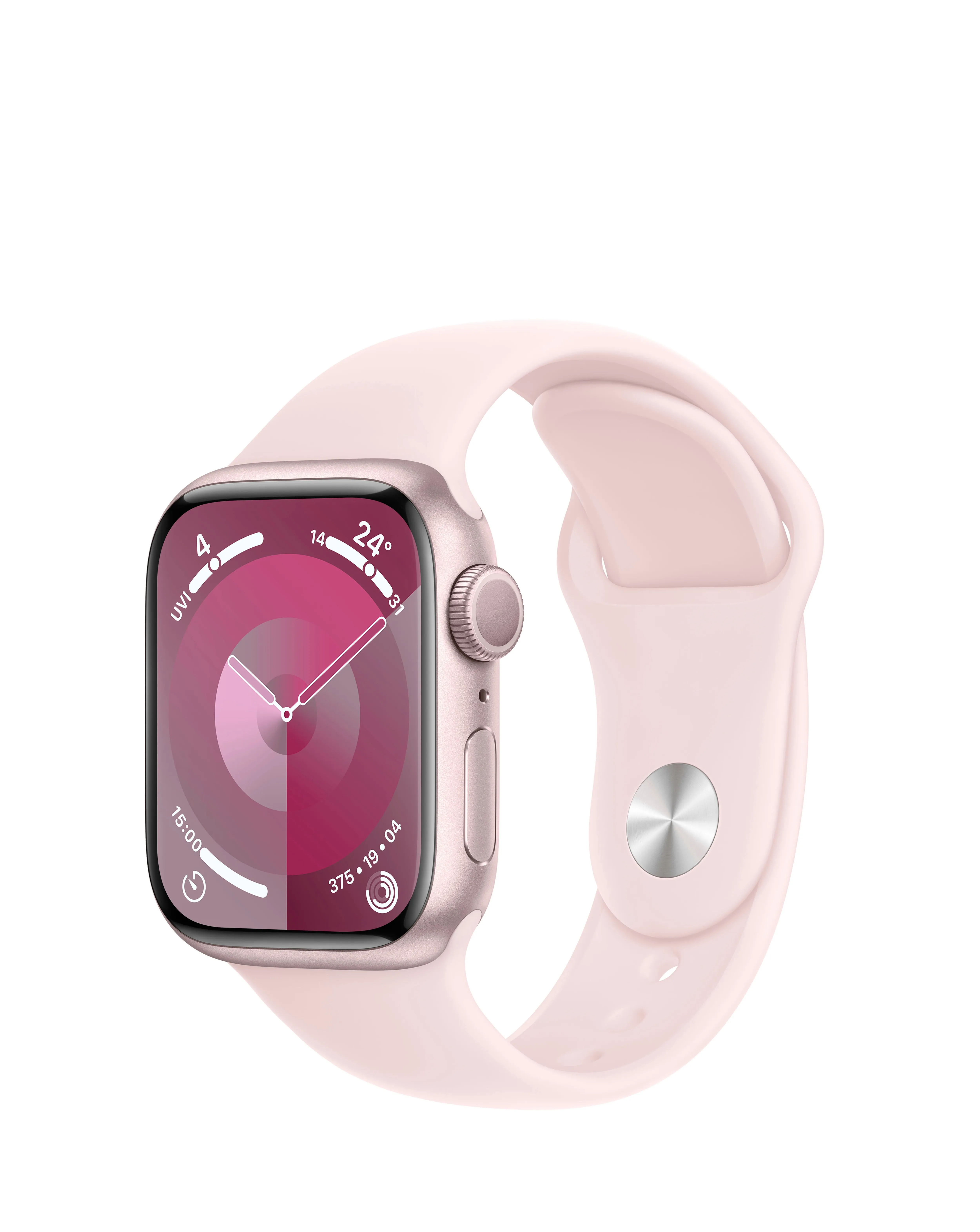 Apple Watch Series 9 GPS 41mm Pink Aluminium Case, Light Pink Sport Band - M/L | Simply Be