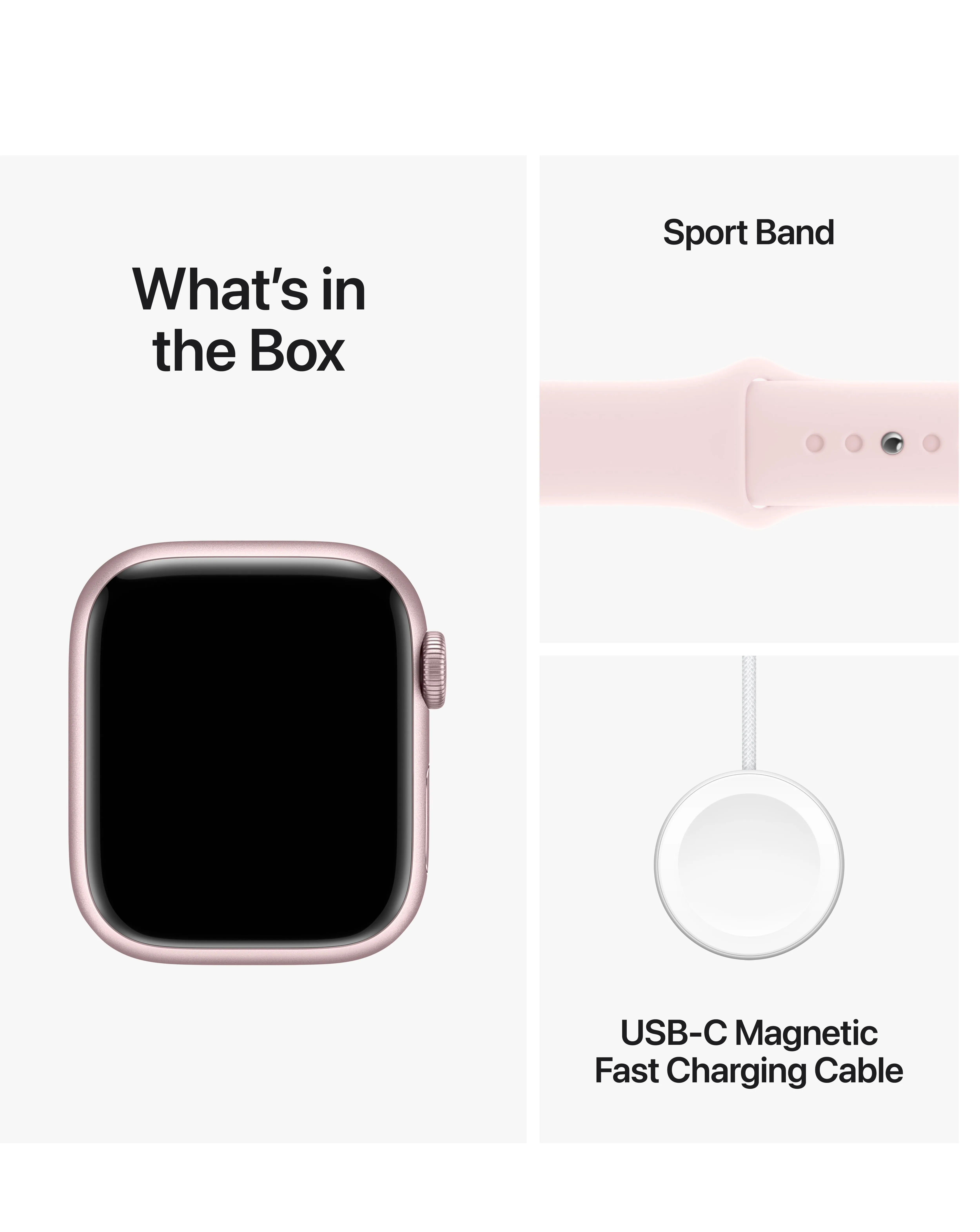 Apple Watch Series 9 GPS 41mm Pink Aluminium Case, Light Pink Sport Band - M/L | Simply Be