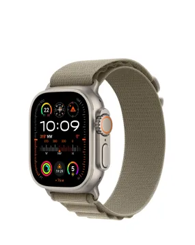 Apple Watch Ultra 2 Cellular 49mm Titanium Case with Olive Alpine Loop - Large | Simply Be