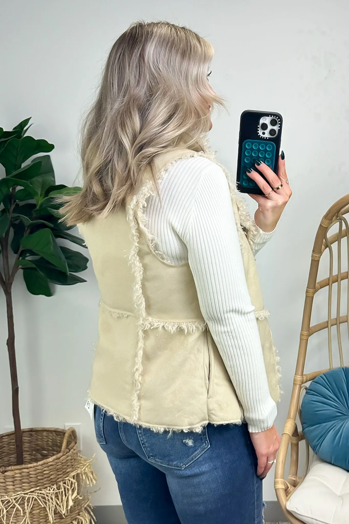 Arissa Shearling Suede Faux Fur Vest - FINAL SALE