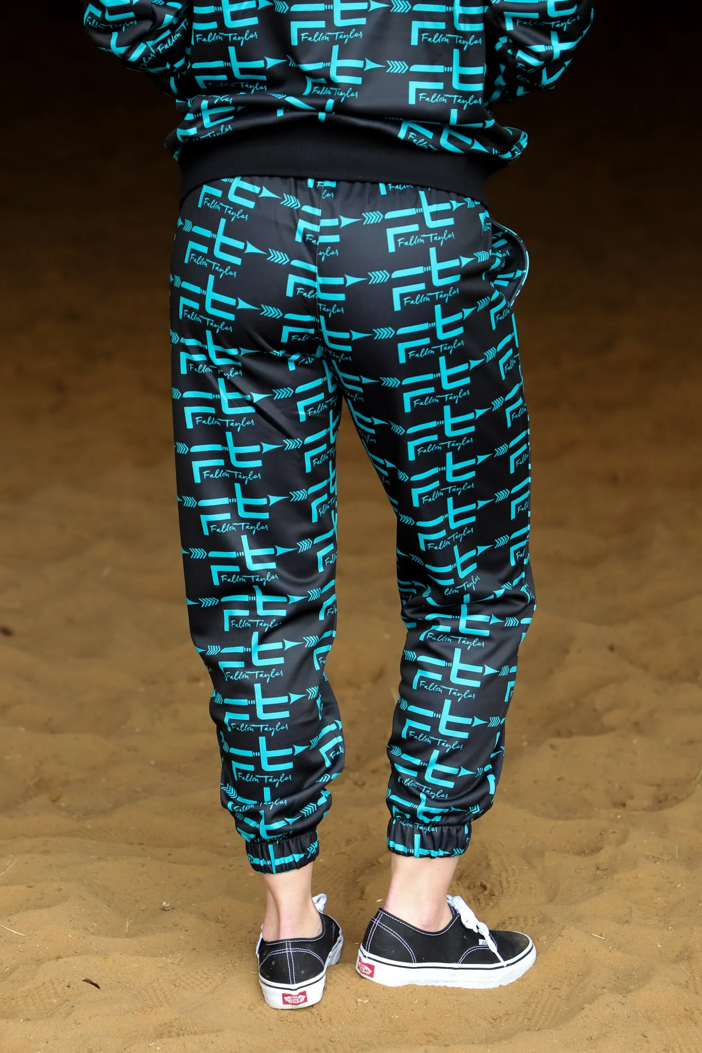 BLACK & TEAL FALLON TAYLOR LOGO JOGGERS (ADULT)