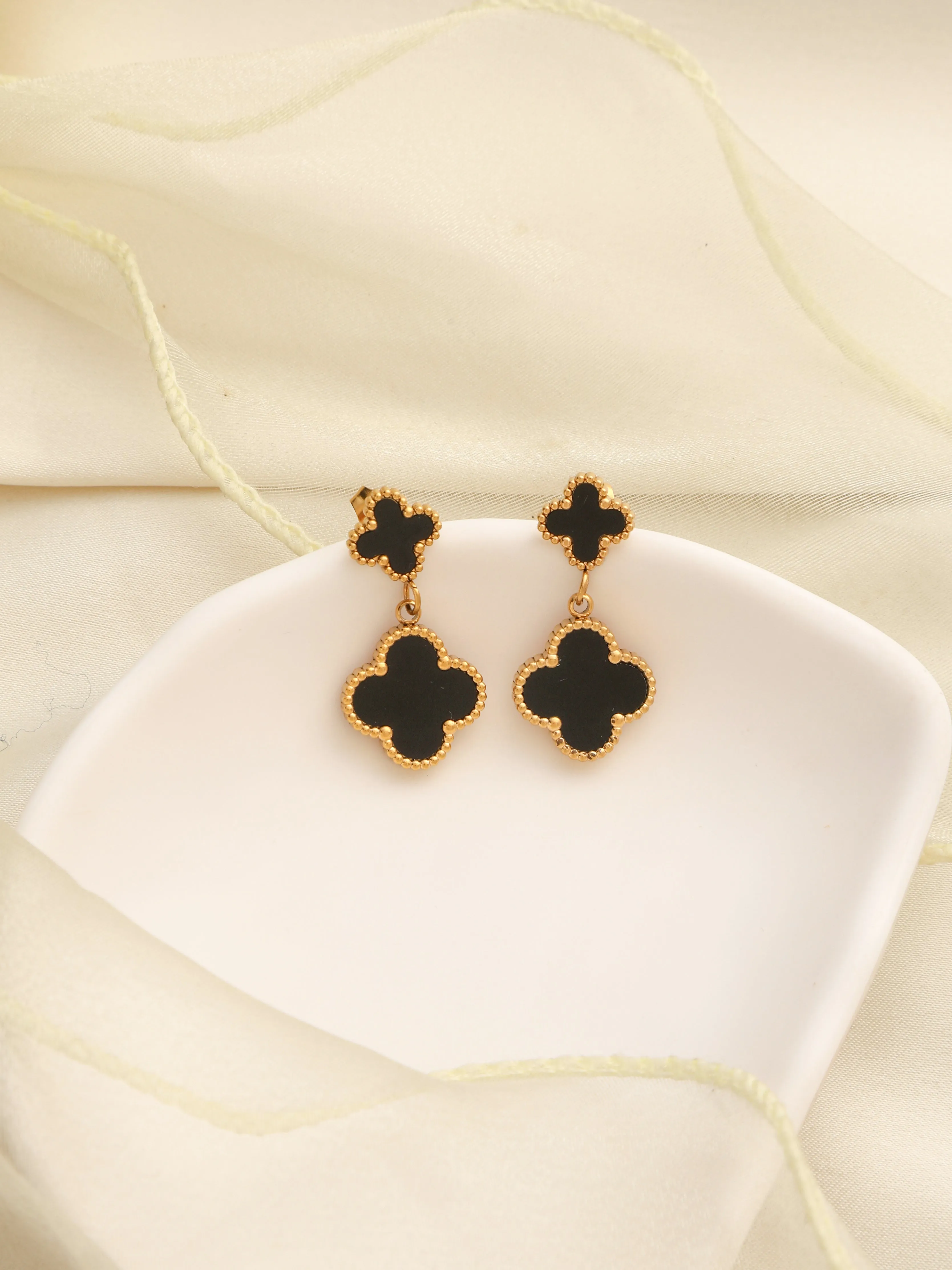 Black Clover Leaf Earrings