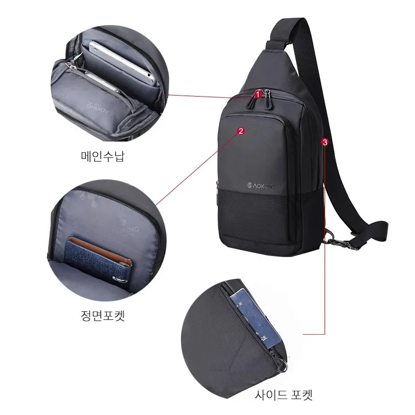 Black Travel Sling Bags Messengers Crossbody Picnic Mens Casual Fit for iPad