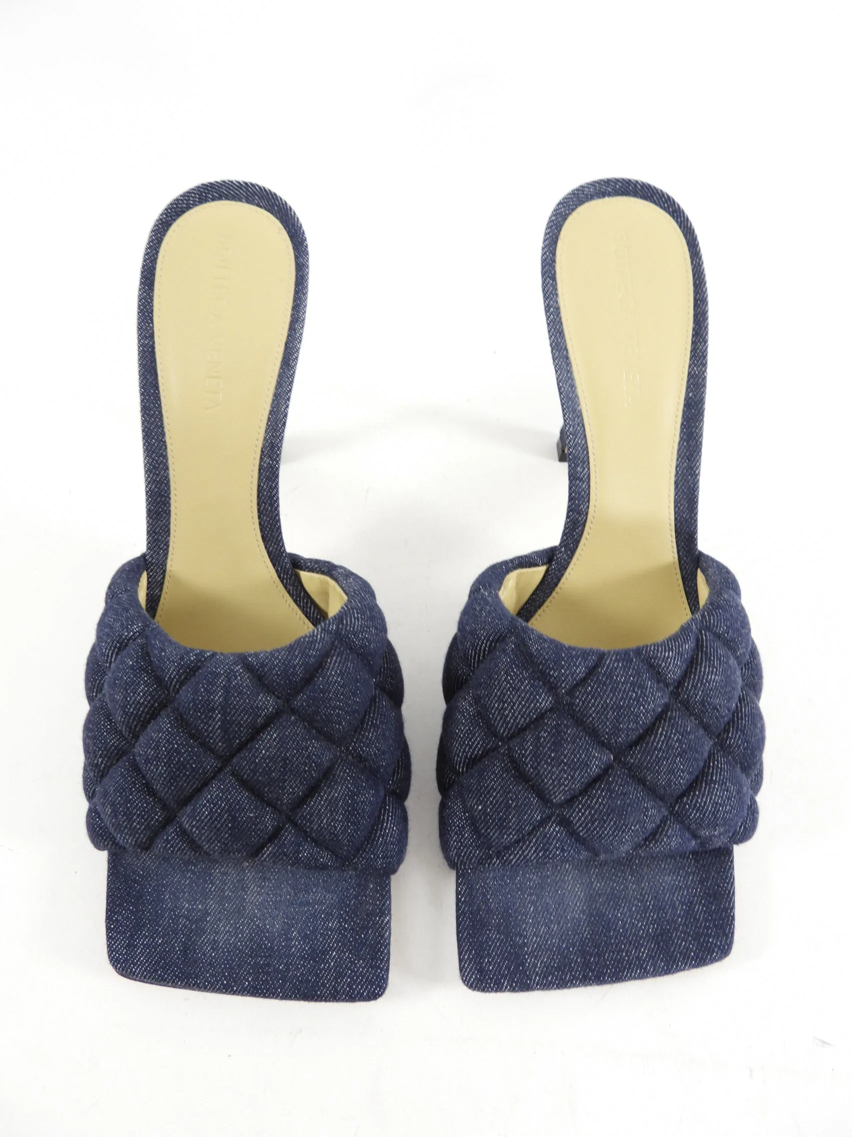 Bottega Veneta Dark Denim Quilted Mule Heels - 39 / 8.5