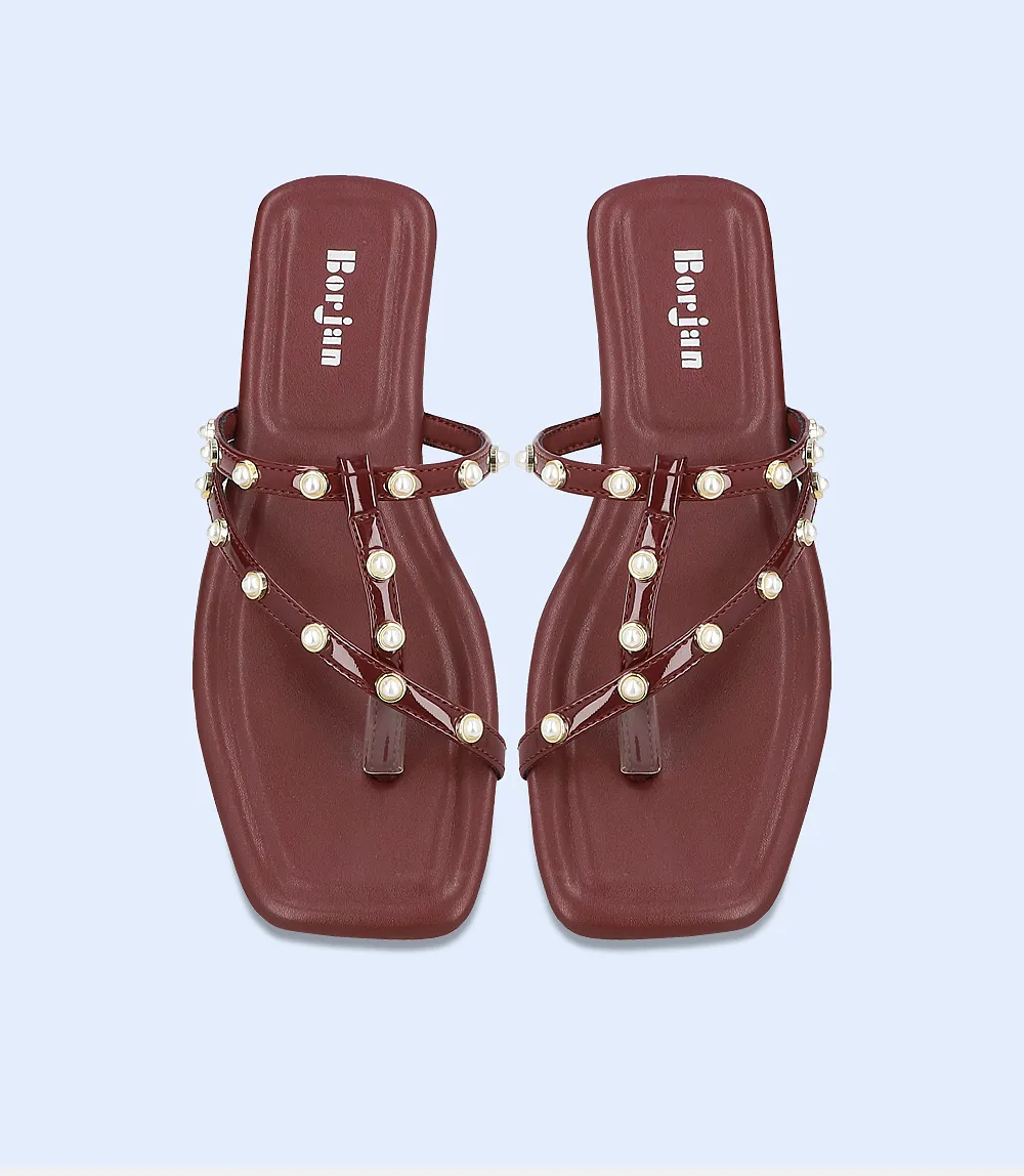 BW7366-MAROON-Women Casual Chappal