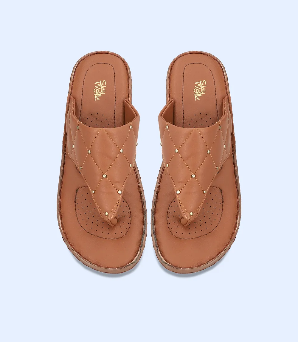 BW7532-BROWN-Women Comfort Chappal