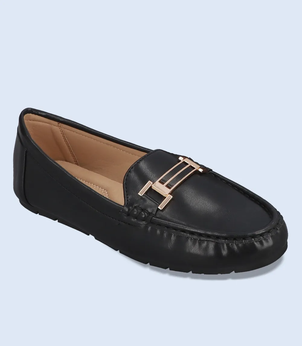 BW8460-BLACK-Women Casual Moccasins