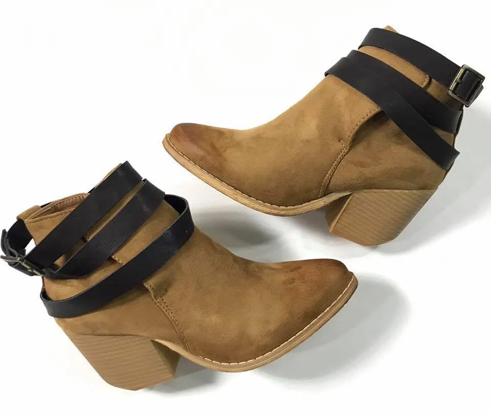 camel buckle bootie