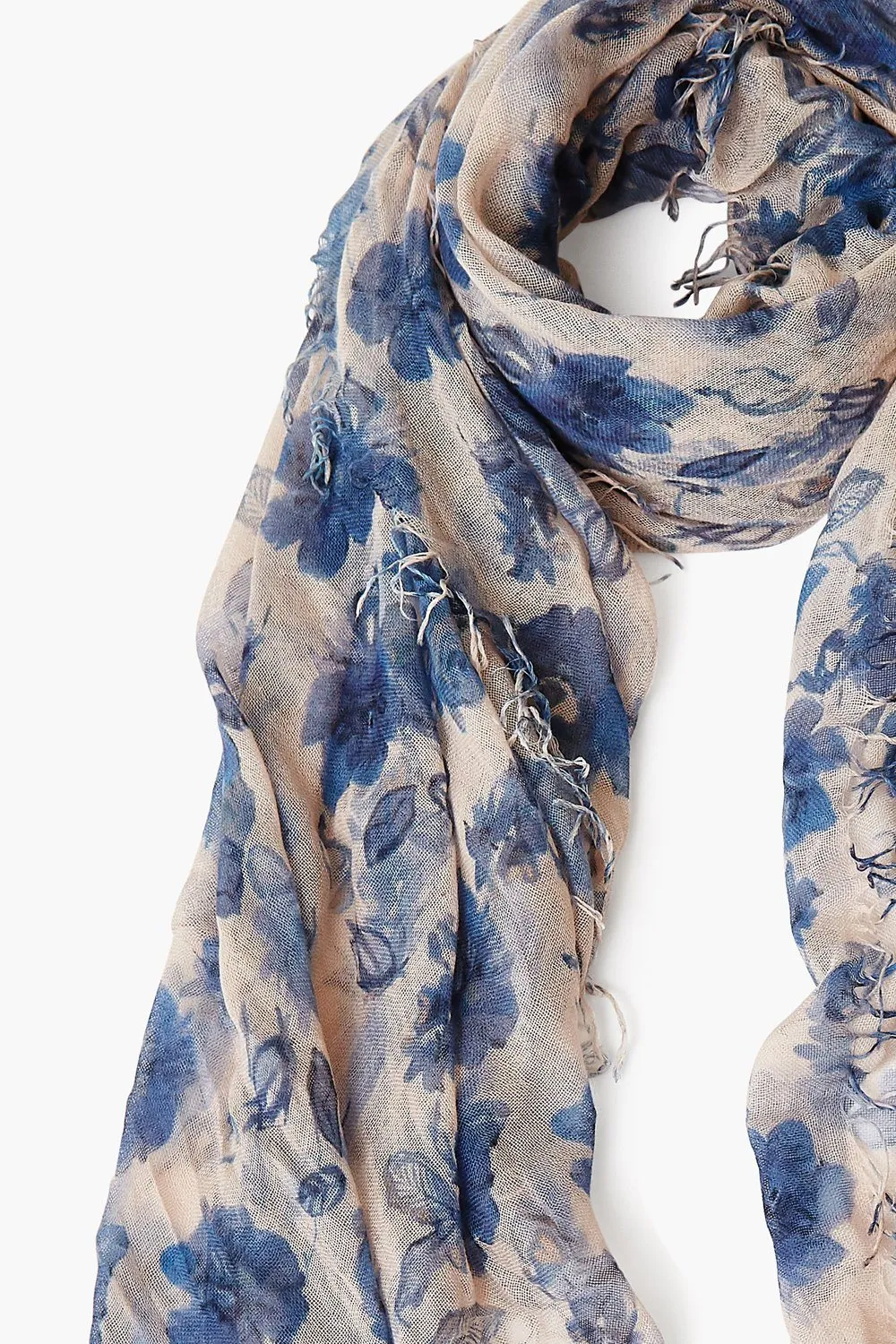 Chan Luu Scarf Soft Cashmere Silk Wrap Indigo Blue French Floral