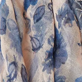 Chan Luu Scarf Soft Cashmere Silk Wrap Indigo Blue French Floral