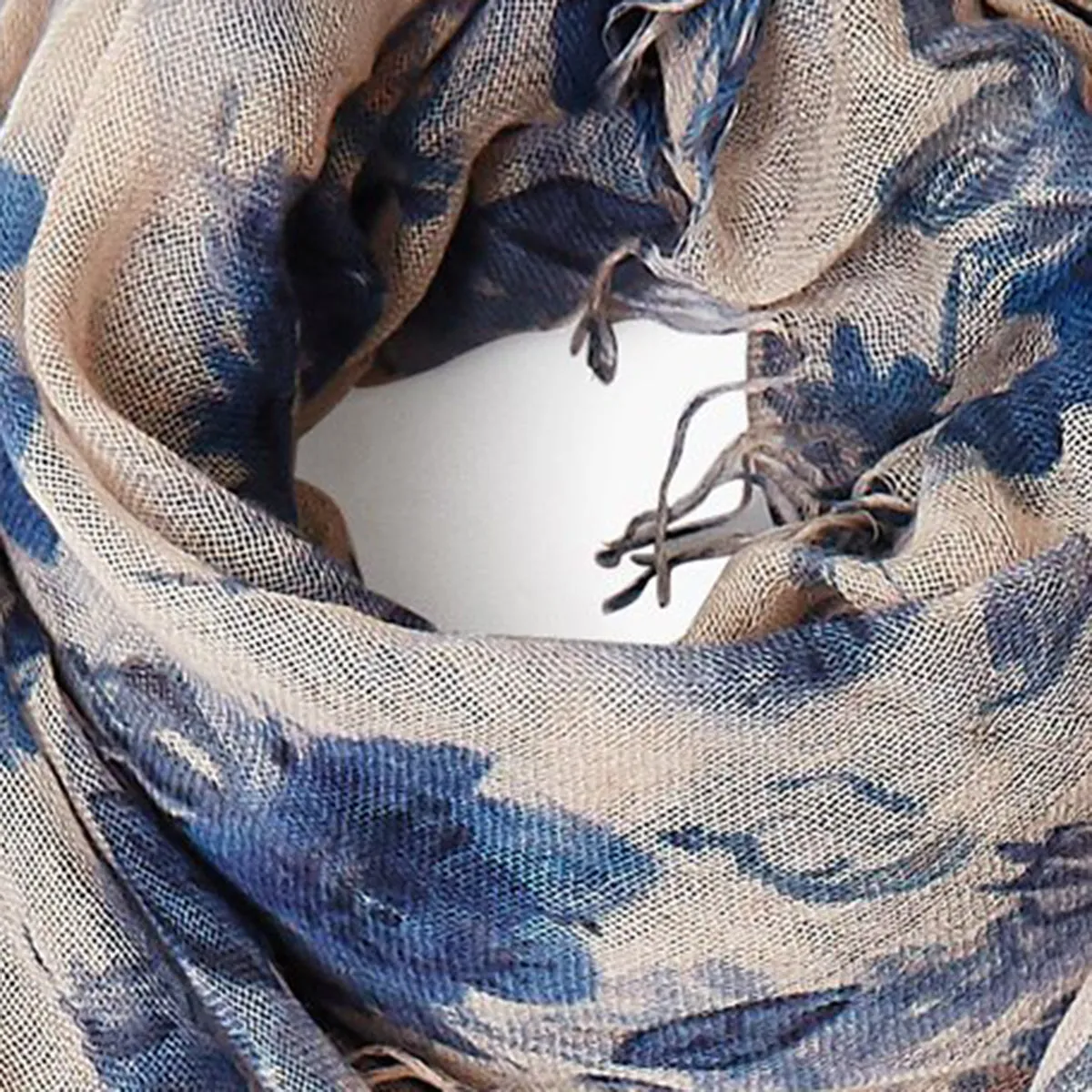 Chan Luu Scarf Soft Cashmere Silk Wrap Indigo Blue French Floral