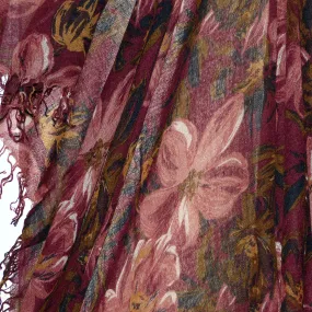 Chan Luu Scarf Soft Cashmere Silk Wrap Tawny Port Painterly Floral