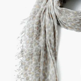 Chan Luu Scarf Soft Cashmere Silk Wrap White Glacier Leopard Print 281