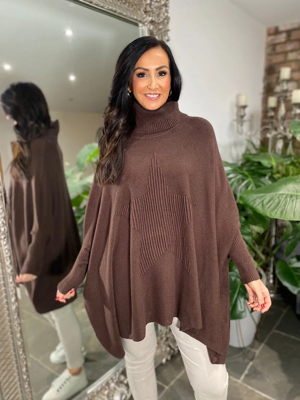 Chocolate Ribbed Star Jumper Hallie