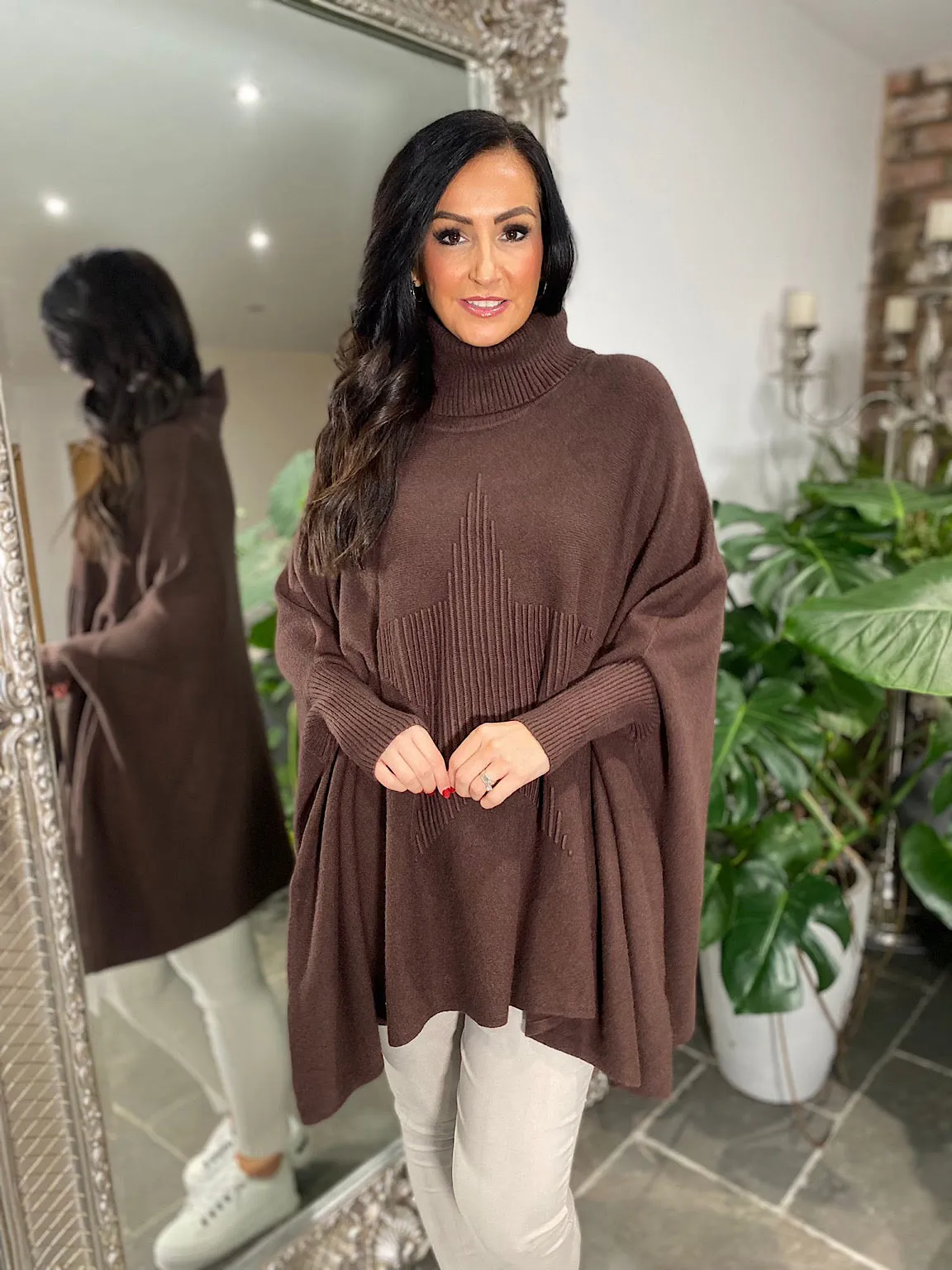 Chocolate Ribbed Star Jumper Hallie