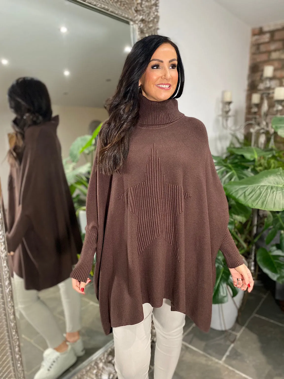 Chocolate Ribbed Star Jumper Hallie