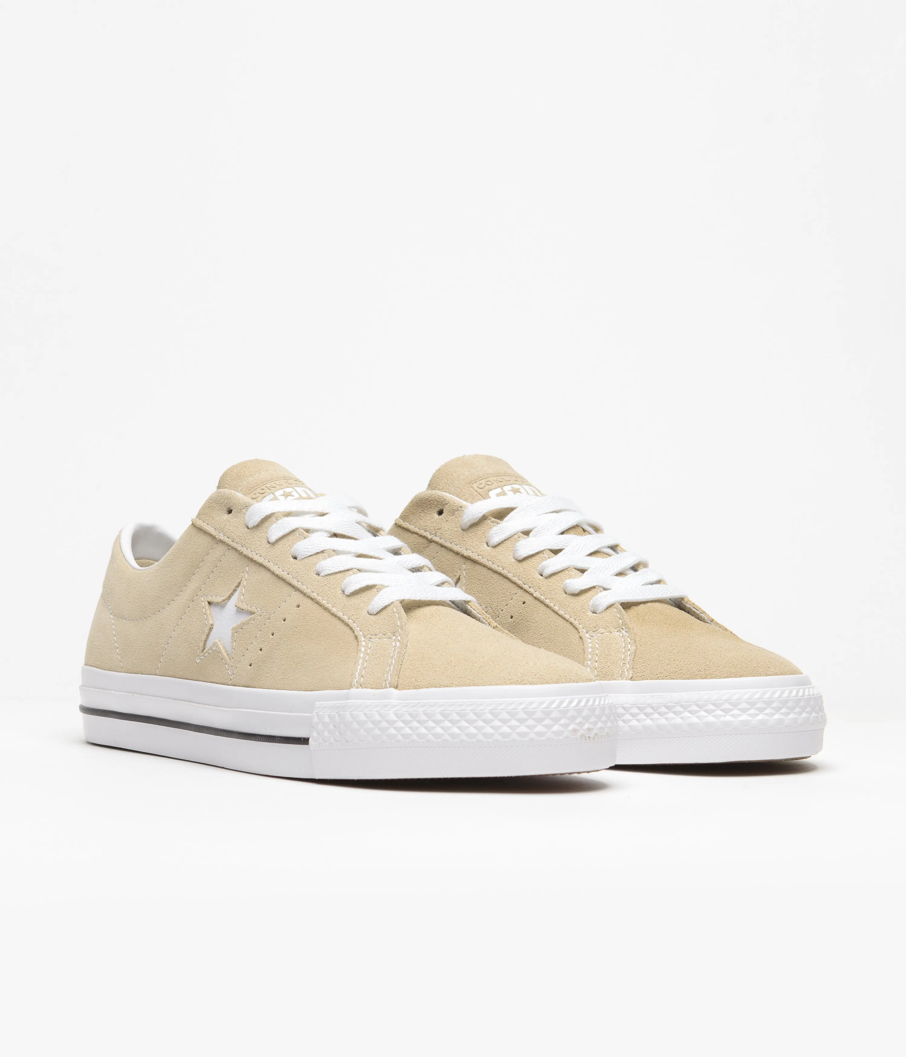 Converse One Star Pro Classic Suede Ox Shoes - Oat Milk / White / Black