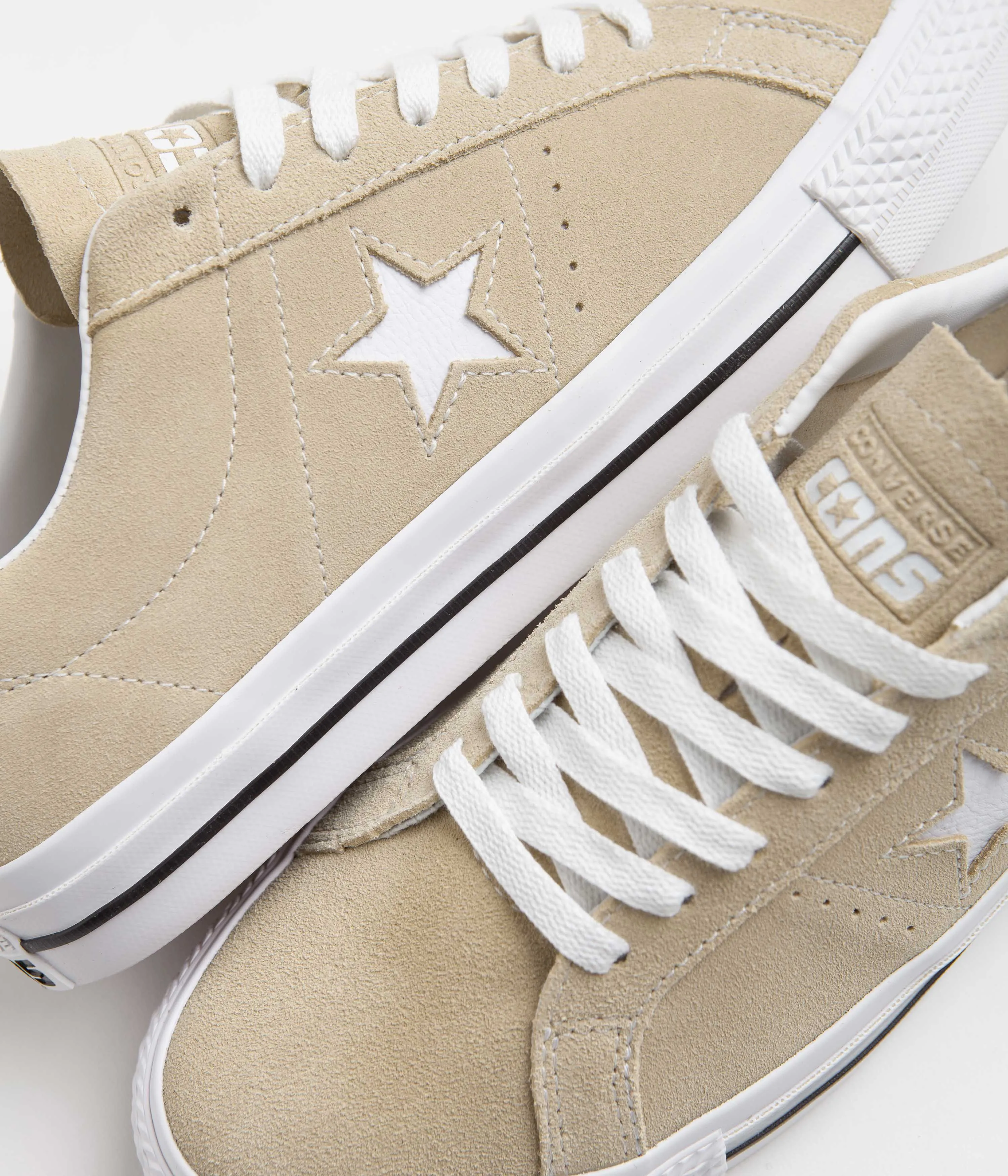 Converse One Star Pro Classic Suede Ox Shoes - Oat Milk / White / Black