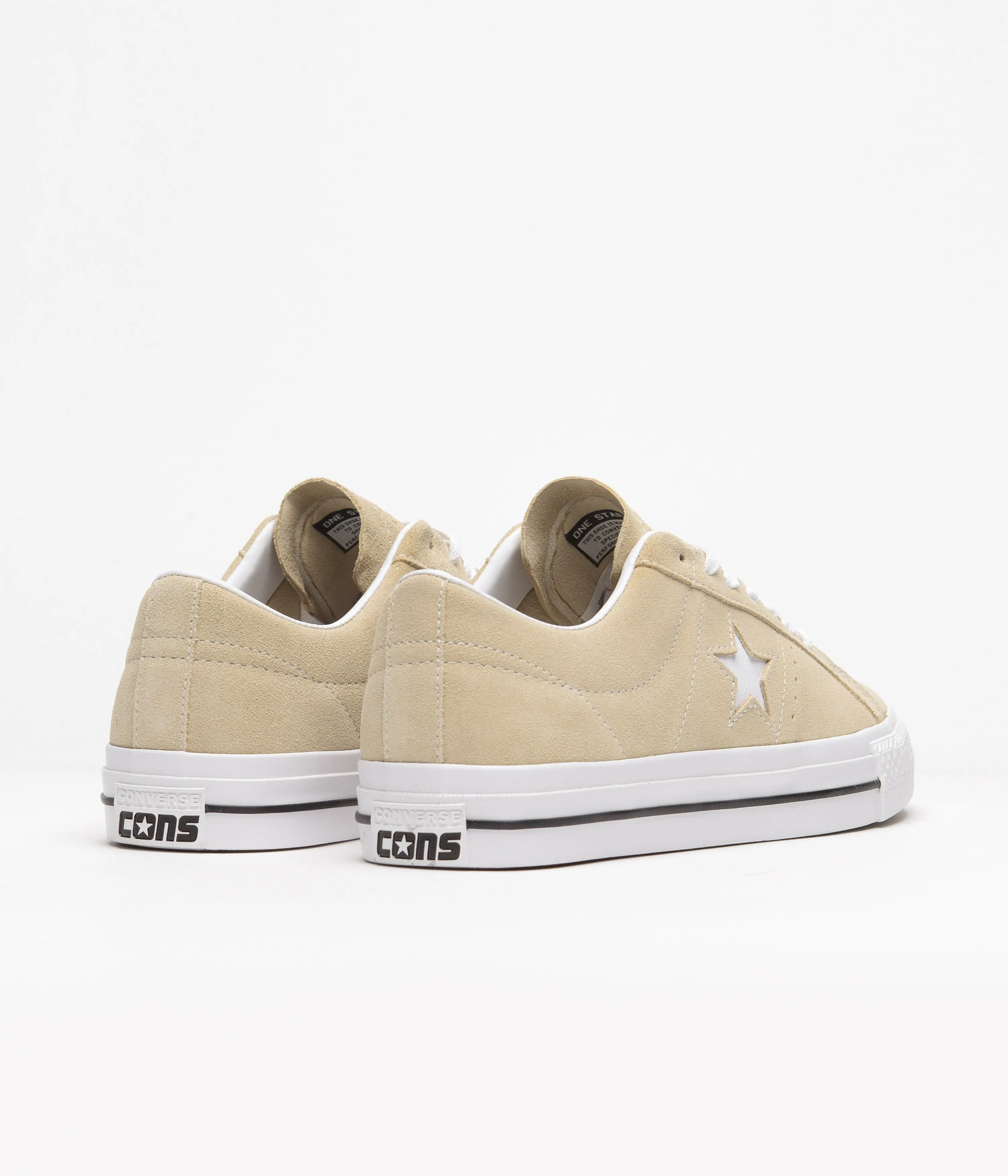 Converse One Star Pro Classic Suede Ox Shoes - Oat Milk / White / Black