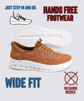 D555 Big Mens Tan Hands Free Shoes With PU, Faux Suede Top and Faux Laces (DARTFORD 1)