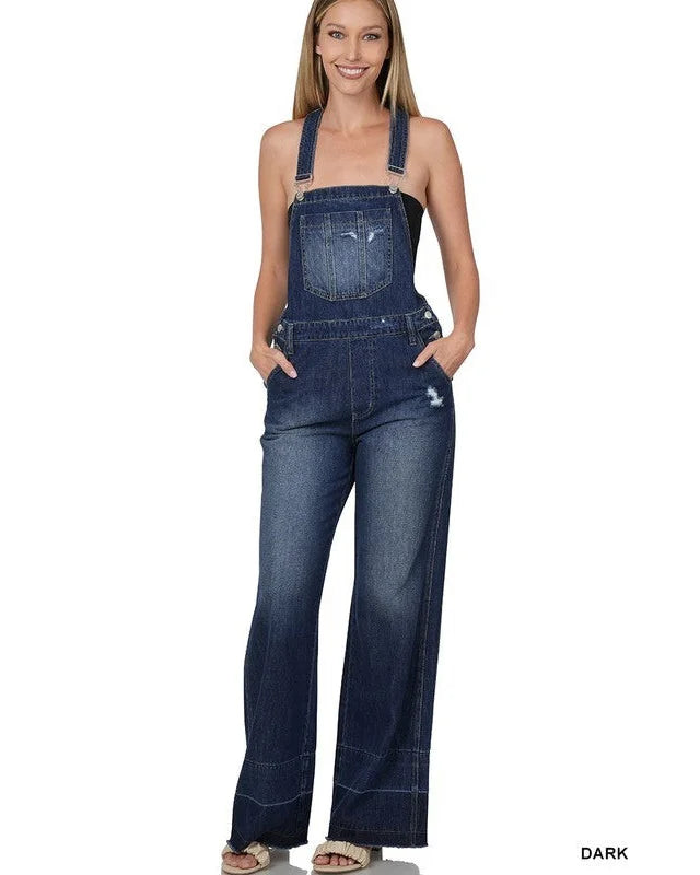 Distressed Denim Overalls