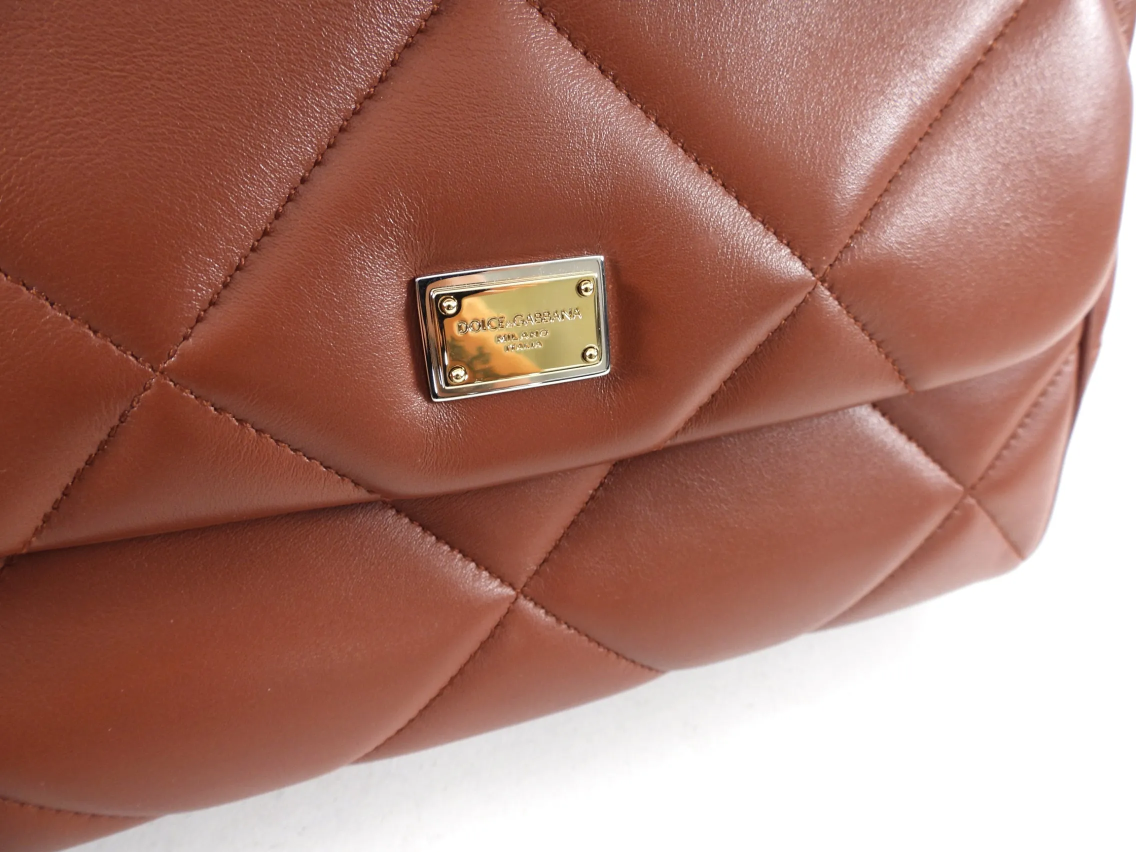 Dolce Gabbana Brown Quilted Leather Miss Sicily Bag