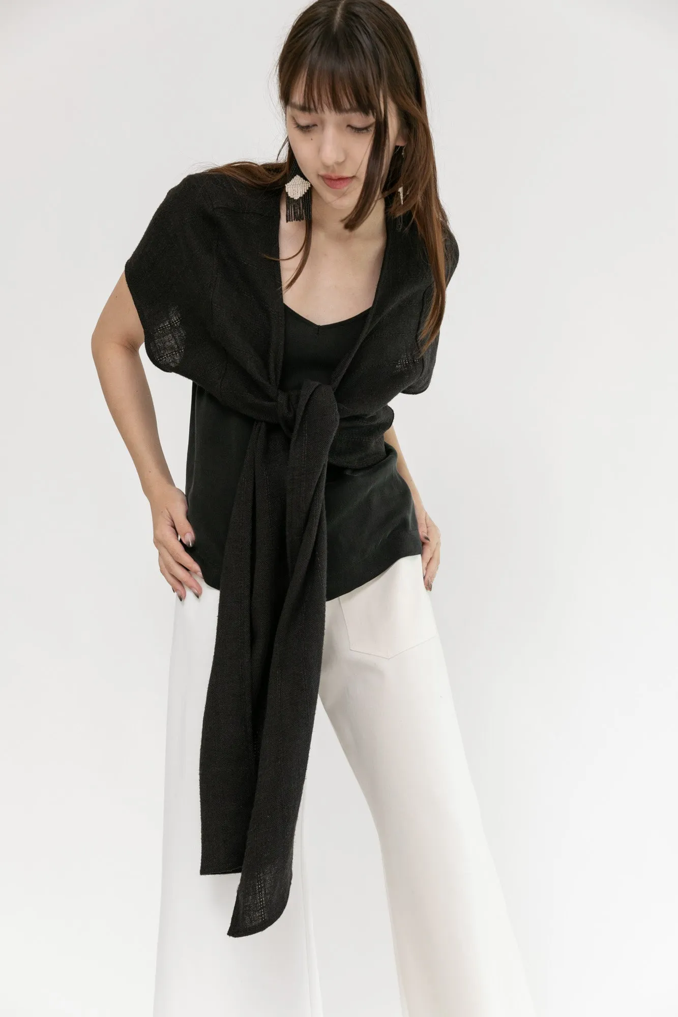 Dolman Wrap | Black Linen