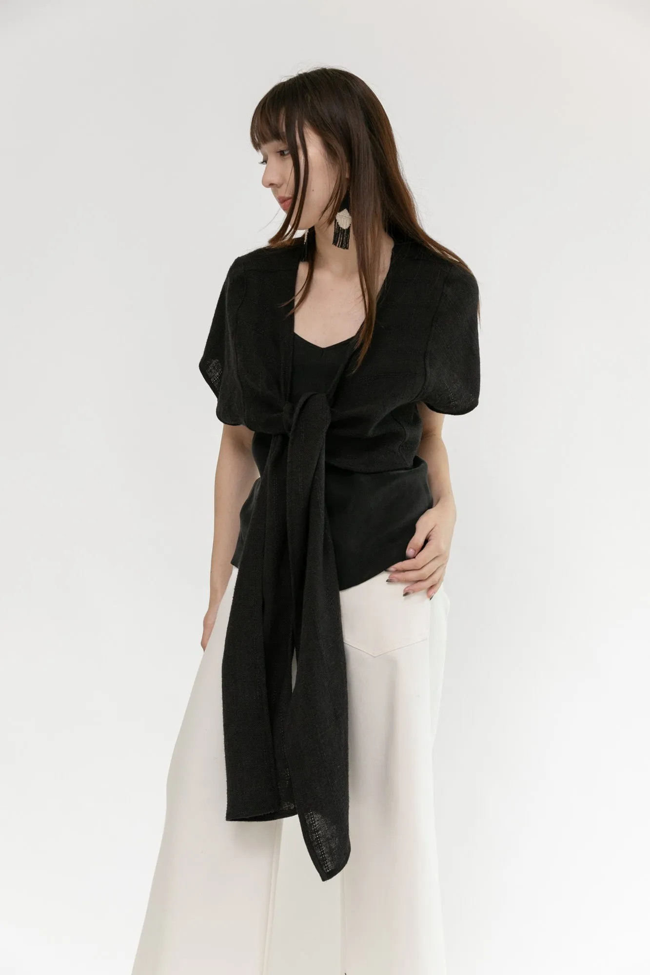 Dolman Wrap | Black Linen