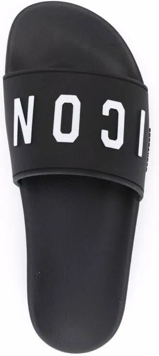 DSQUARED2 Icon-print slip-on slides Black