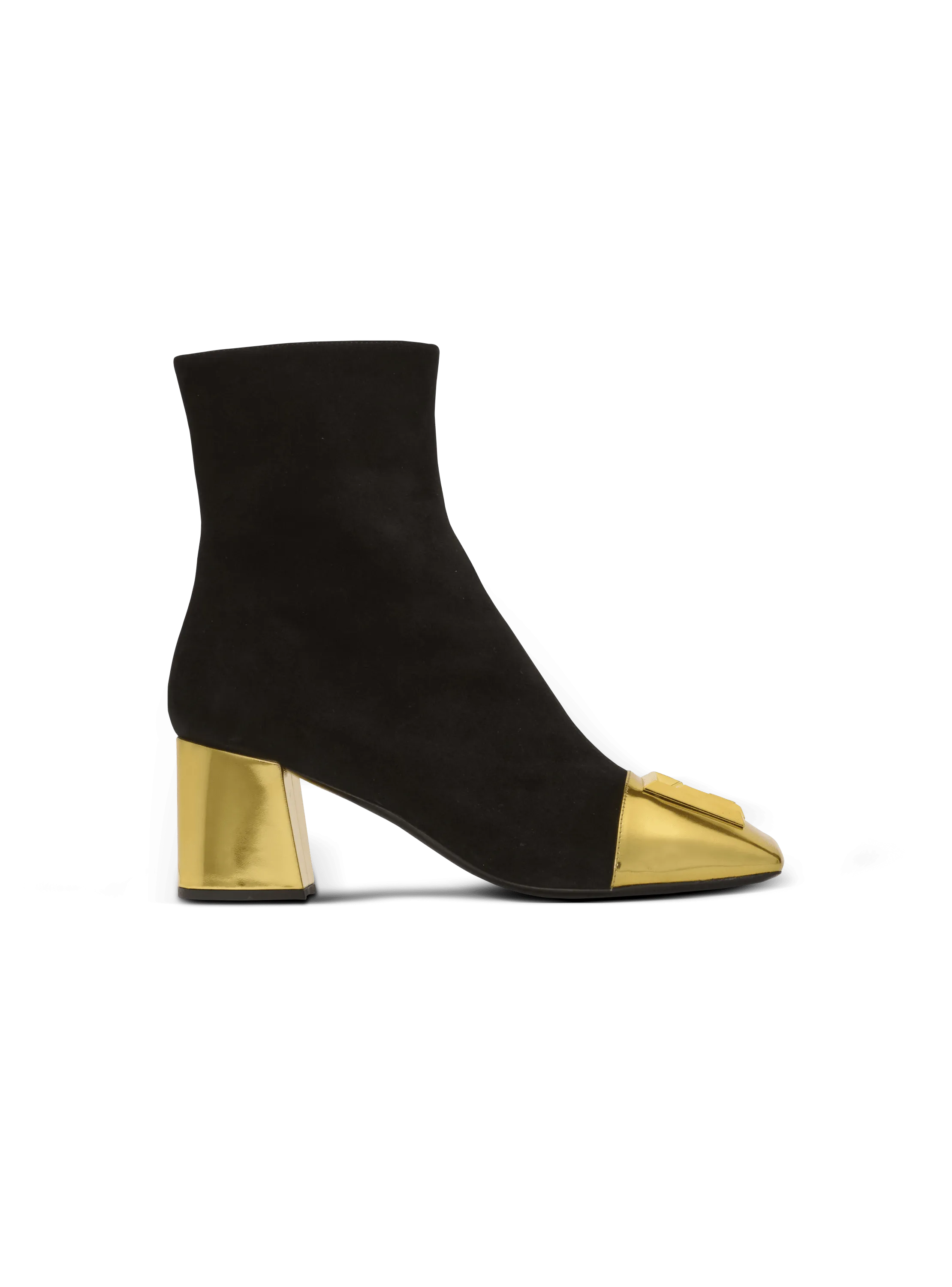 Edna ankle boots in suede and mirrored leather