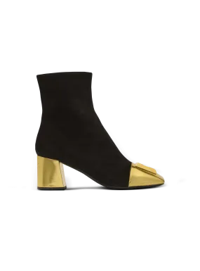 Edna ankle boots in suede and mirrored leather