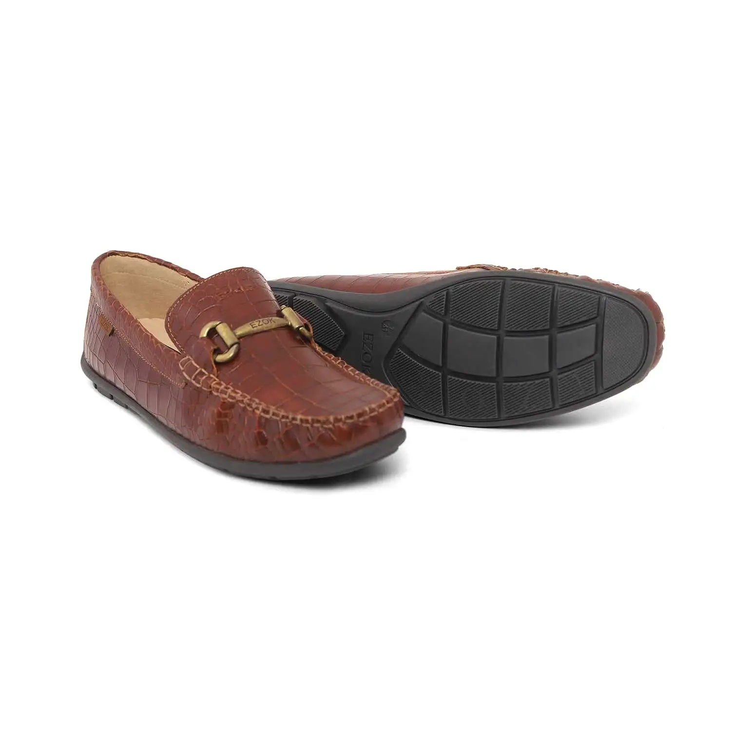 Ezok Men Brown Moccasin Driving Leather Carlo Loafers